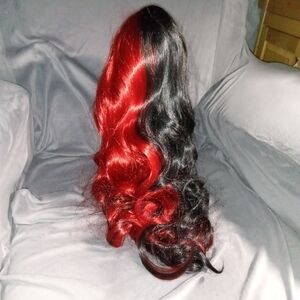 New Long Red & Black Wig